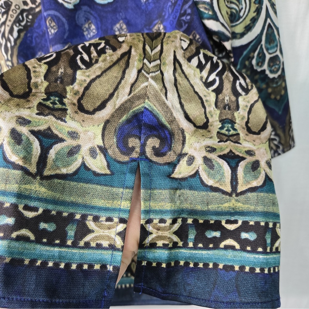 Chico's Women's 3 (XL) Komono Blouse V Neck Top Paisley 3/4 Sleeves Flowy - Picture 2 of 8